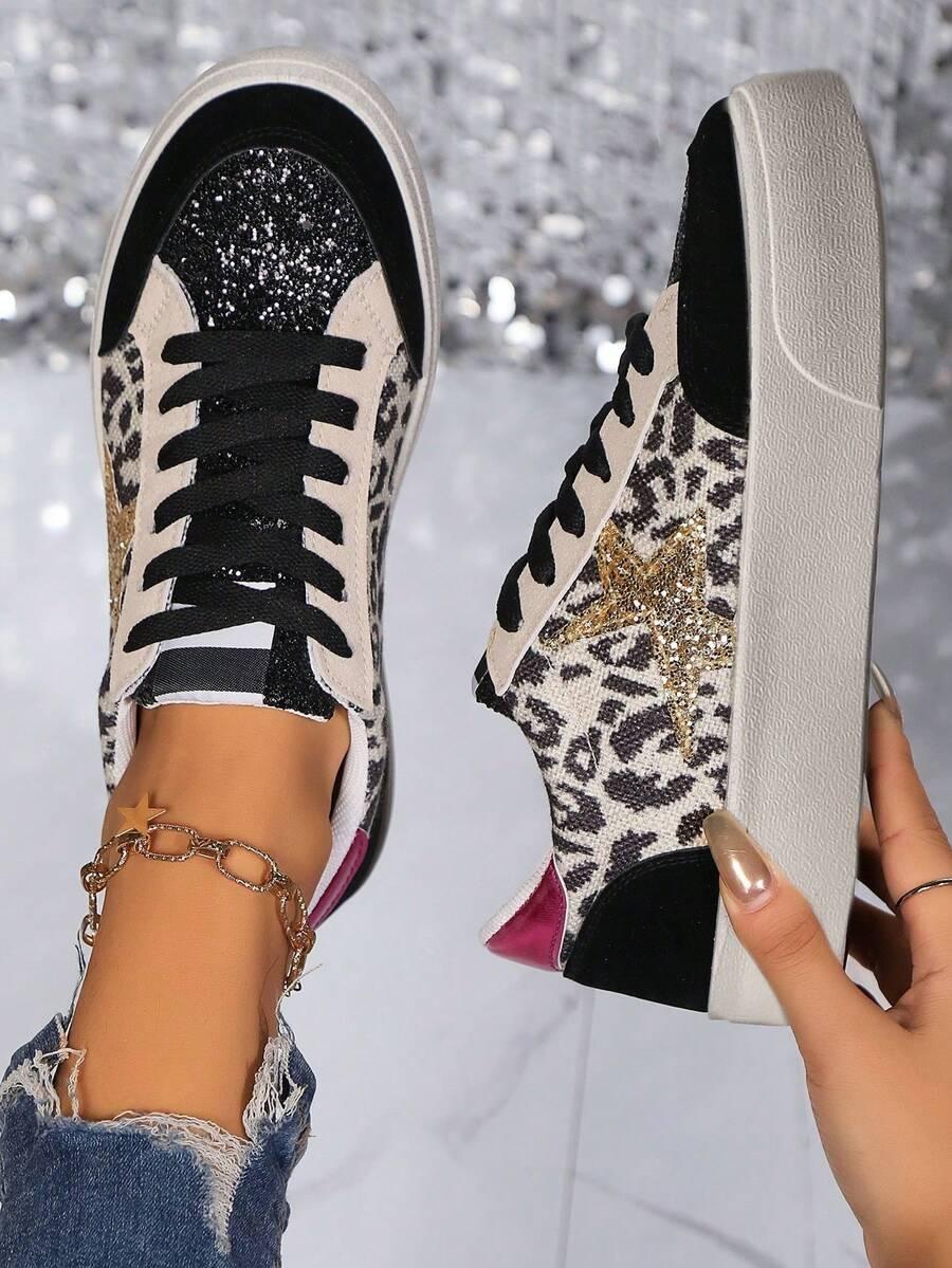 SHEIN SZNUROWANE TRAMPKI ANIMAL PRINT ŁĄCZENIE S06__38