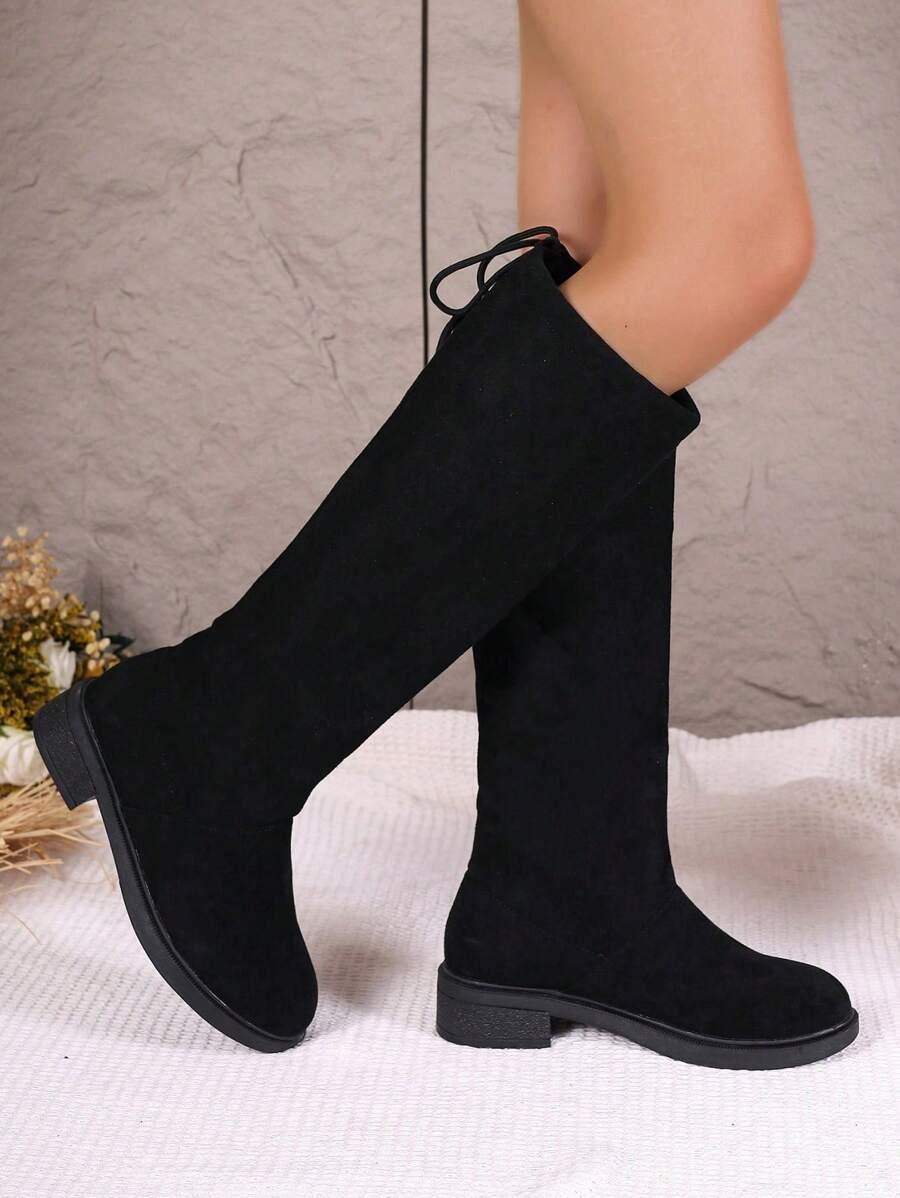 SHEIN CZARNE KOZAKI IMITACJA ZAMSZU W01__37,5