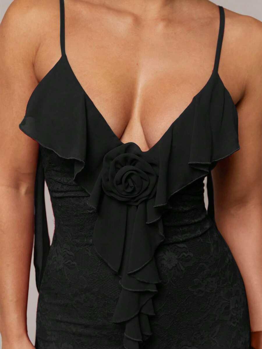 SHEIN CZARNA MAXI SUKIENKA ODKRYTE PLECY S06__XS