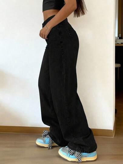 SHEIN CZARNE SPODNIE JEANSOWE S06__46