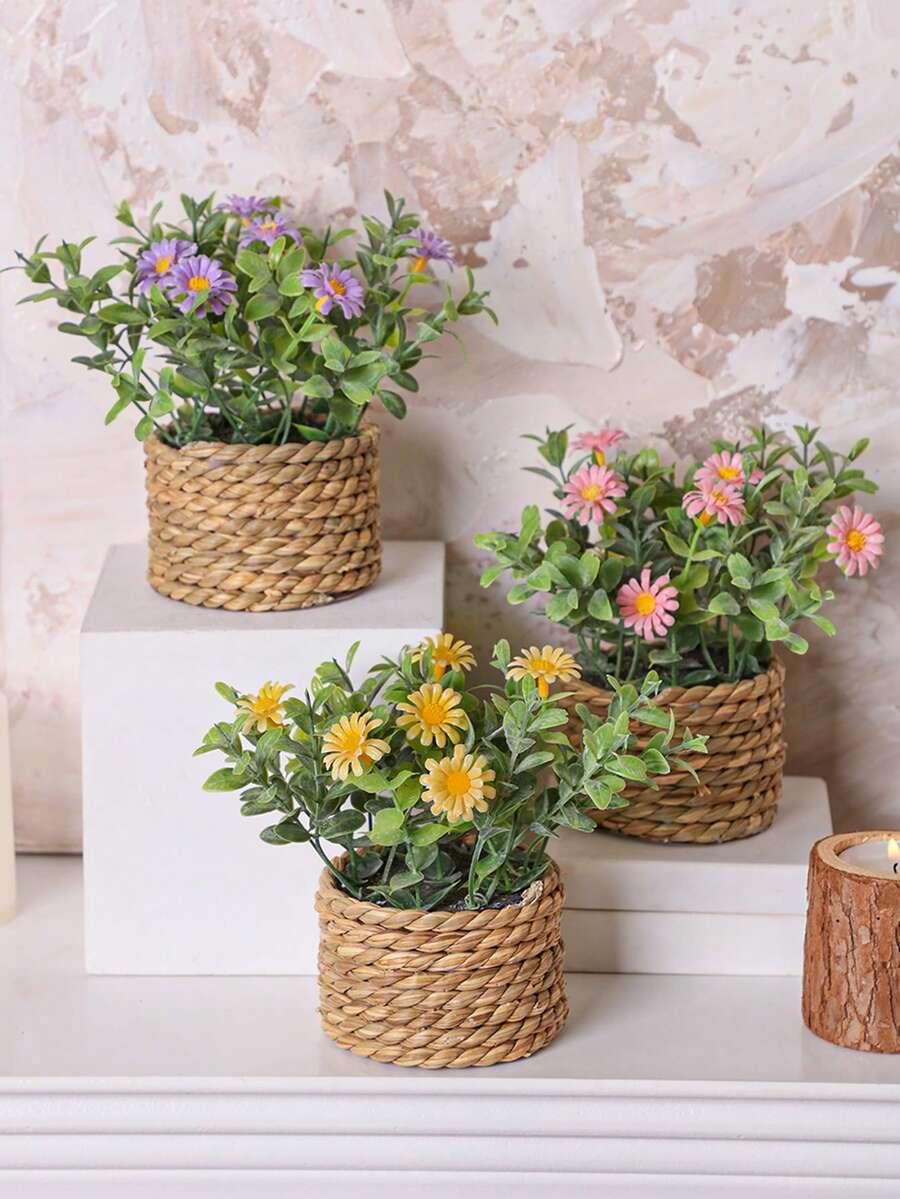 SHEIN SZTUCZNE KWIATY DONICZKOWE 3-PACK S07__8X14CM