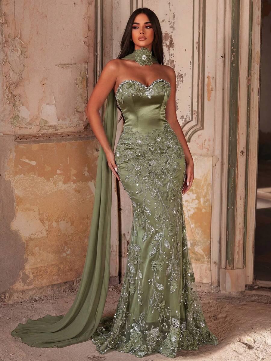 GLAMRAE ZIELONA MAXI SUKIENKA S06__S