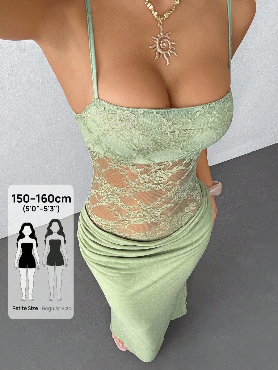 SHEIN ZIELONA SUKIENKA KORONKA S06__XS