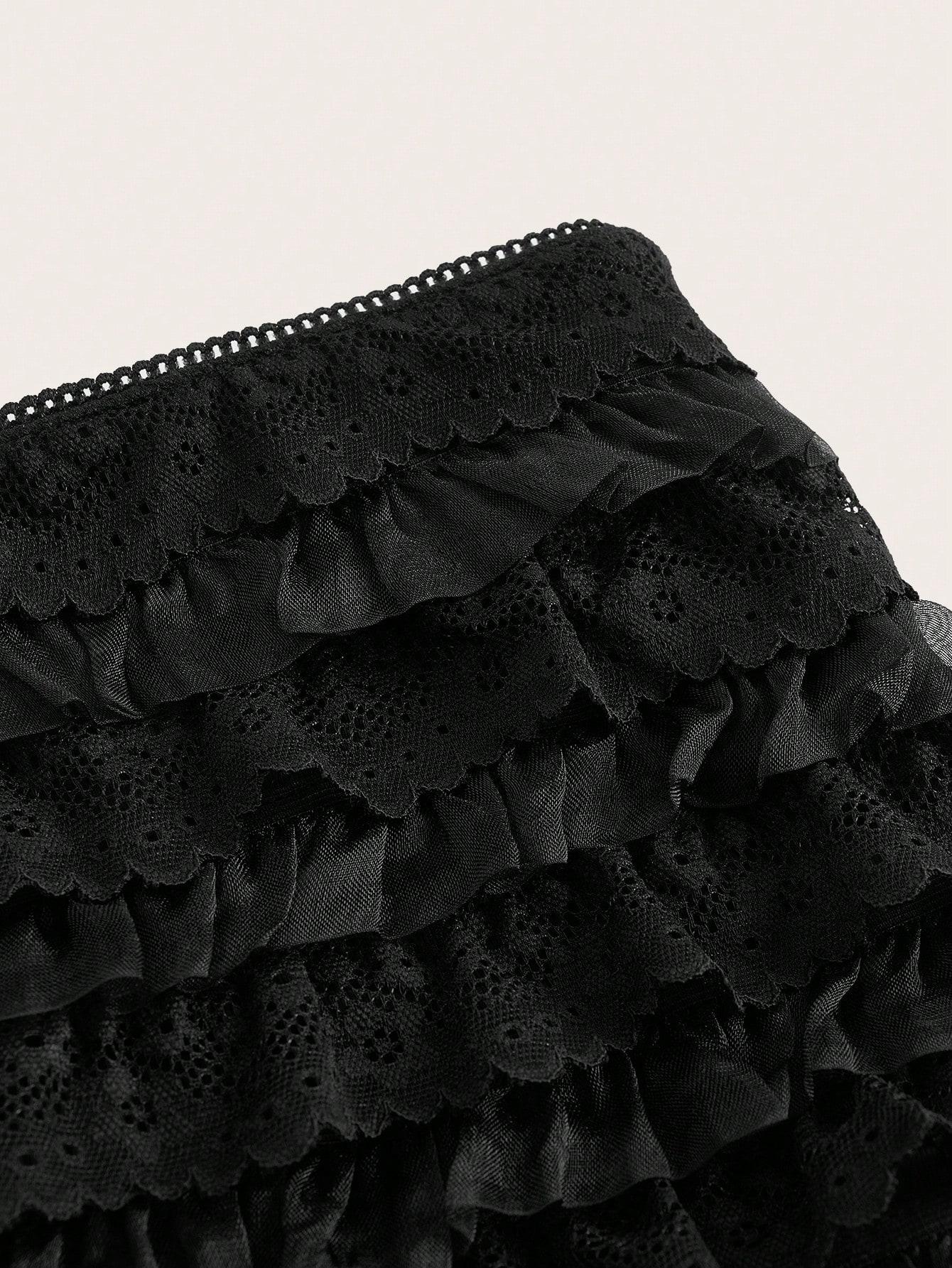 SHEIN CZARNE SPODENKI FALBANA S09__XS