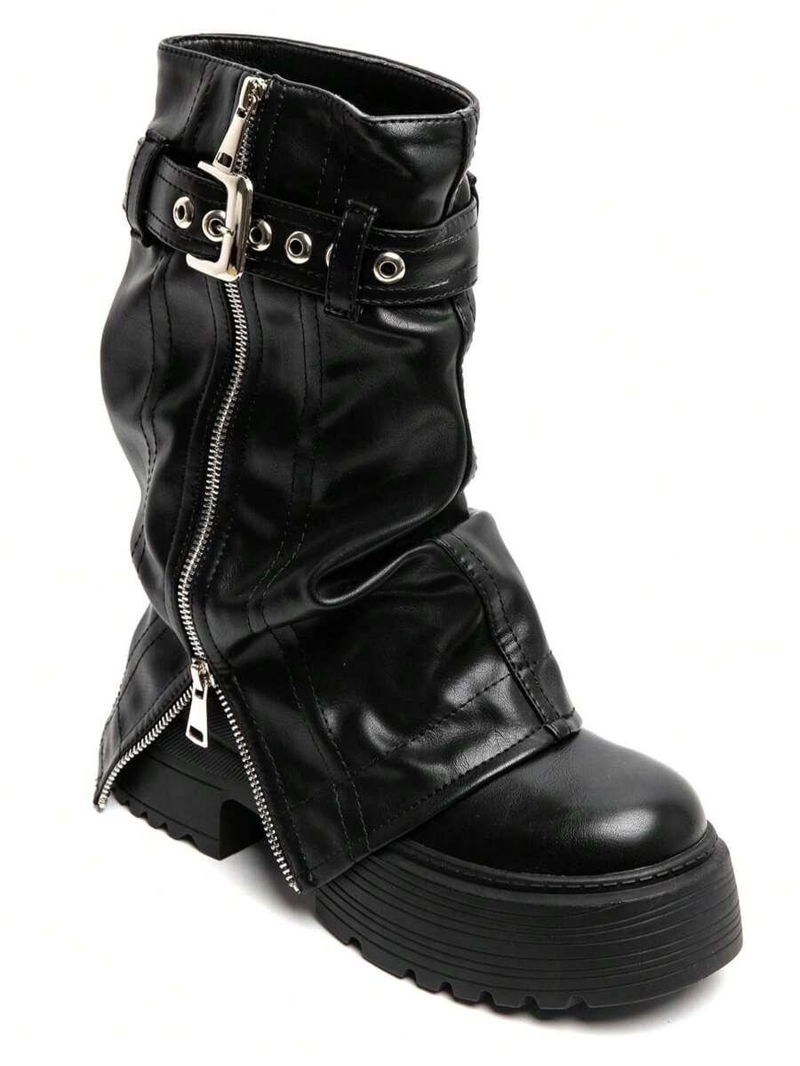 SHEIN CZARNE BOTKI KLAMRY W01__38