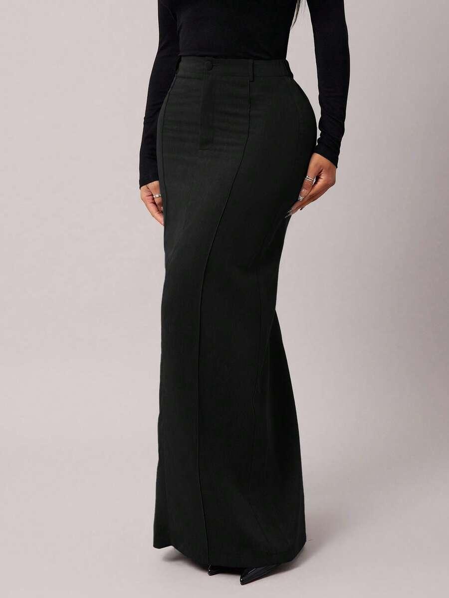 SHEIN CZARNA MAXI SPÓDNICA S06__50