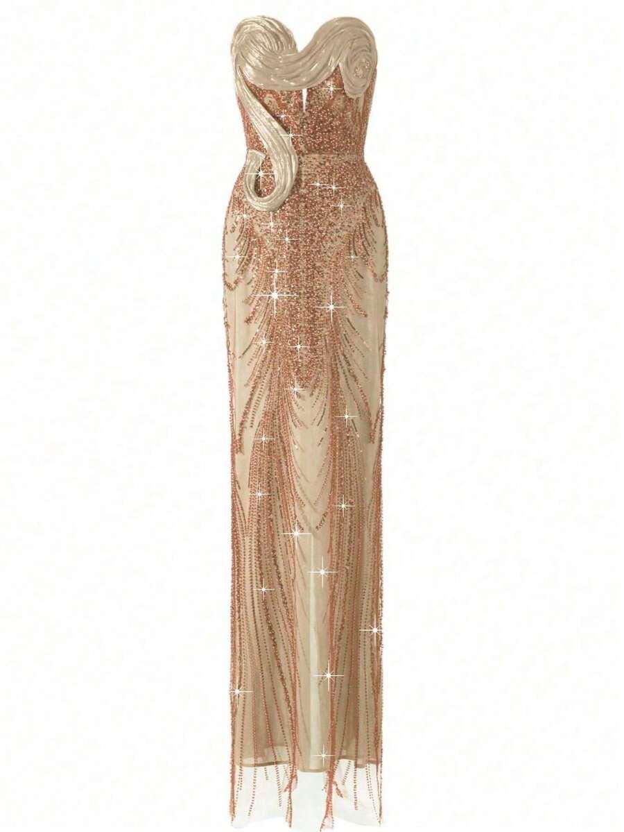 SHEIN MAXI SUKIENKA ZDOBIENIE S06__M