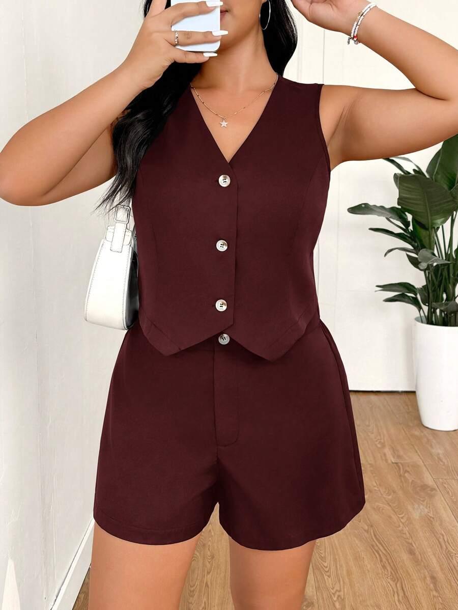 SHEIN BORDOWY KOMPLET SPODENKI KAMIZELKA S06__46