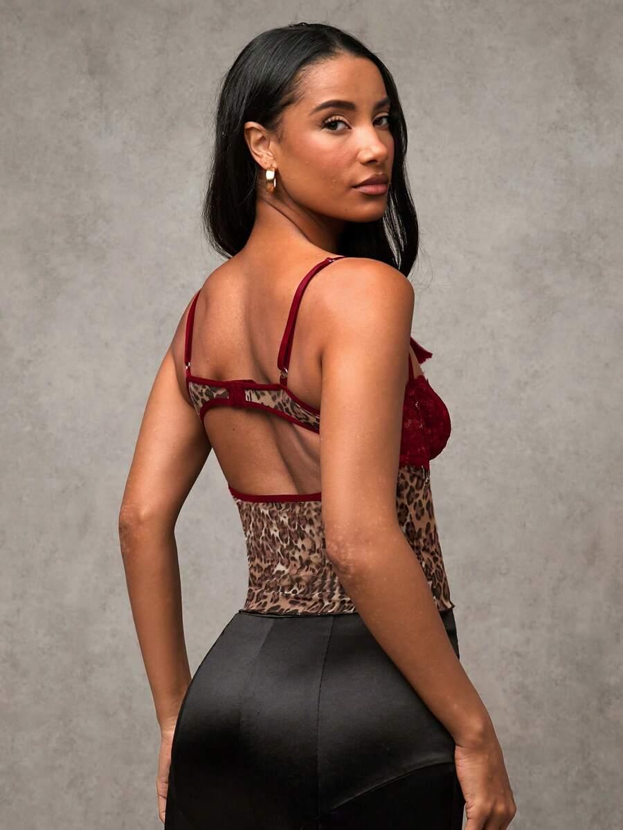 SHEIN TOP NA RAMIĄCZKACH SIATECZKA ANIMAL PRINT S06__XS