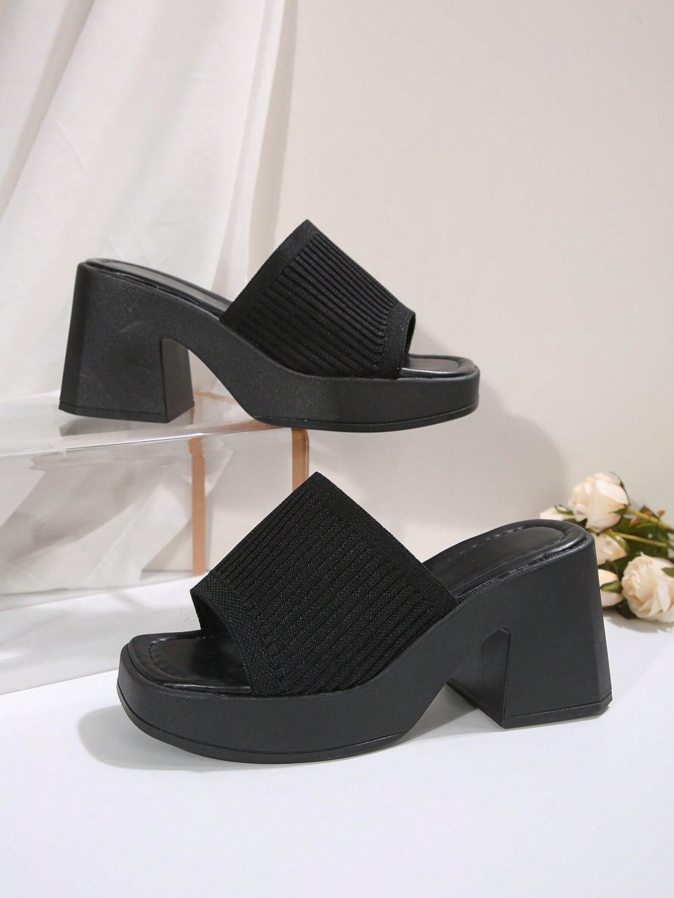 SHEIN CZARNE KLAPKI NA OBCASIE S06__39,5