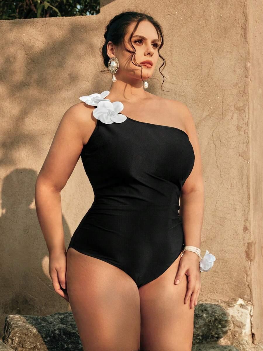 SWIM CHICCIA JEDNOCZĘŚCIOWY STRÓJ KĄPIELOWY ZDOBIENIE KWIAT 3D S09__XXL