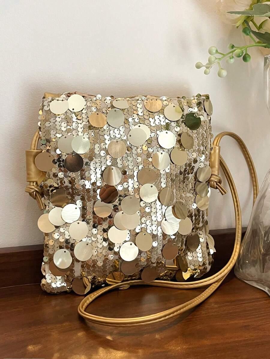 SHEIN ZŁOTA TOREBKA CEKINY S07__17,5X20