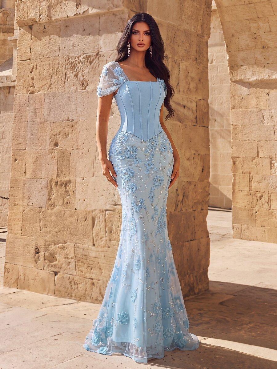 SHEIN NIEBIESKA MAXI SUKIENKA S06__M