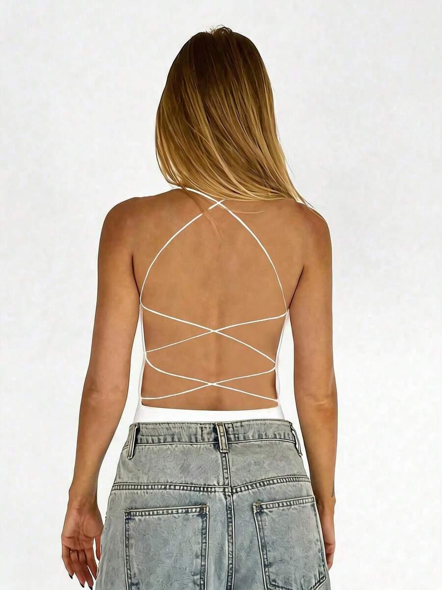 SHEIN BIAŁY TOP ODKRYTE PLECY S09__M