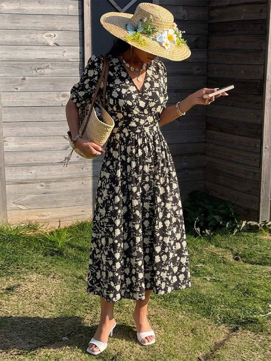 SHEIN MAXI SUKIENKA WZÓR KWIATY PK01__L