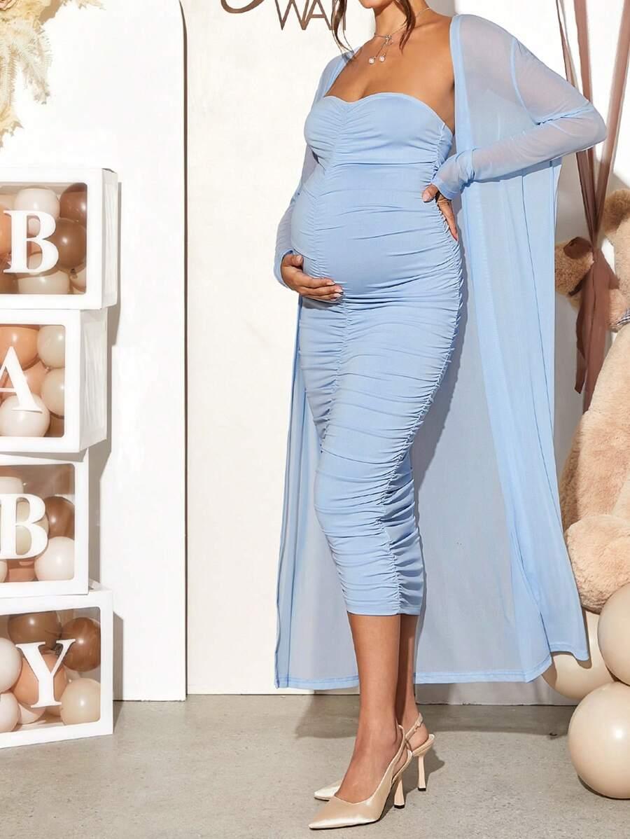 SHEIN CIĄŻOWY KOMPLET SUKIENKA NARZUTKA S06__L