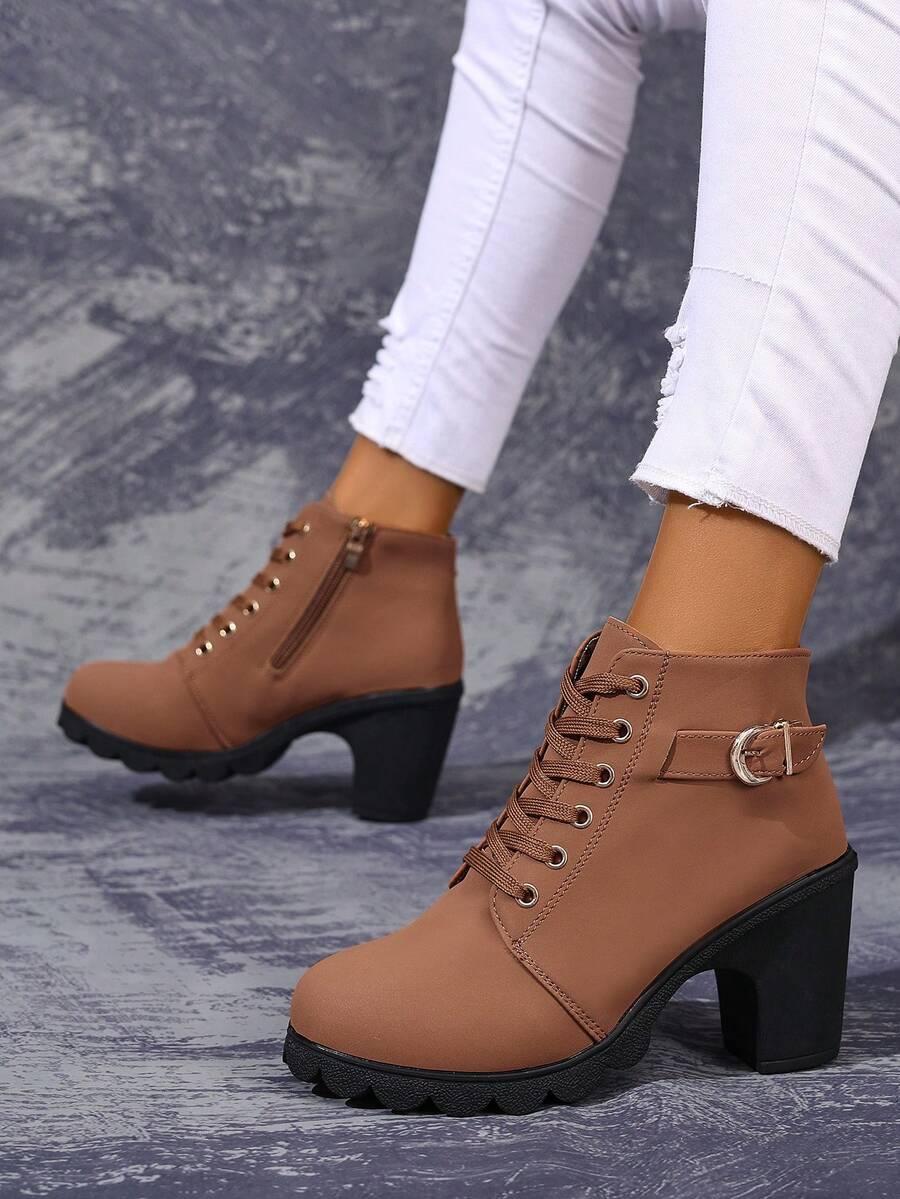 SHEIN BRĄZOWE BOTKI ZAMEK W01__39