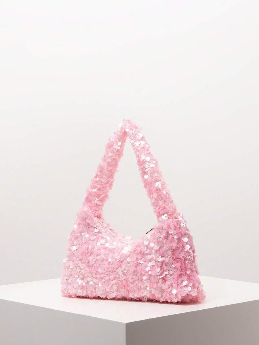 SHEIN RÓŻOWA TOREBKA CEKINY S07__15X26CM