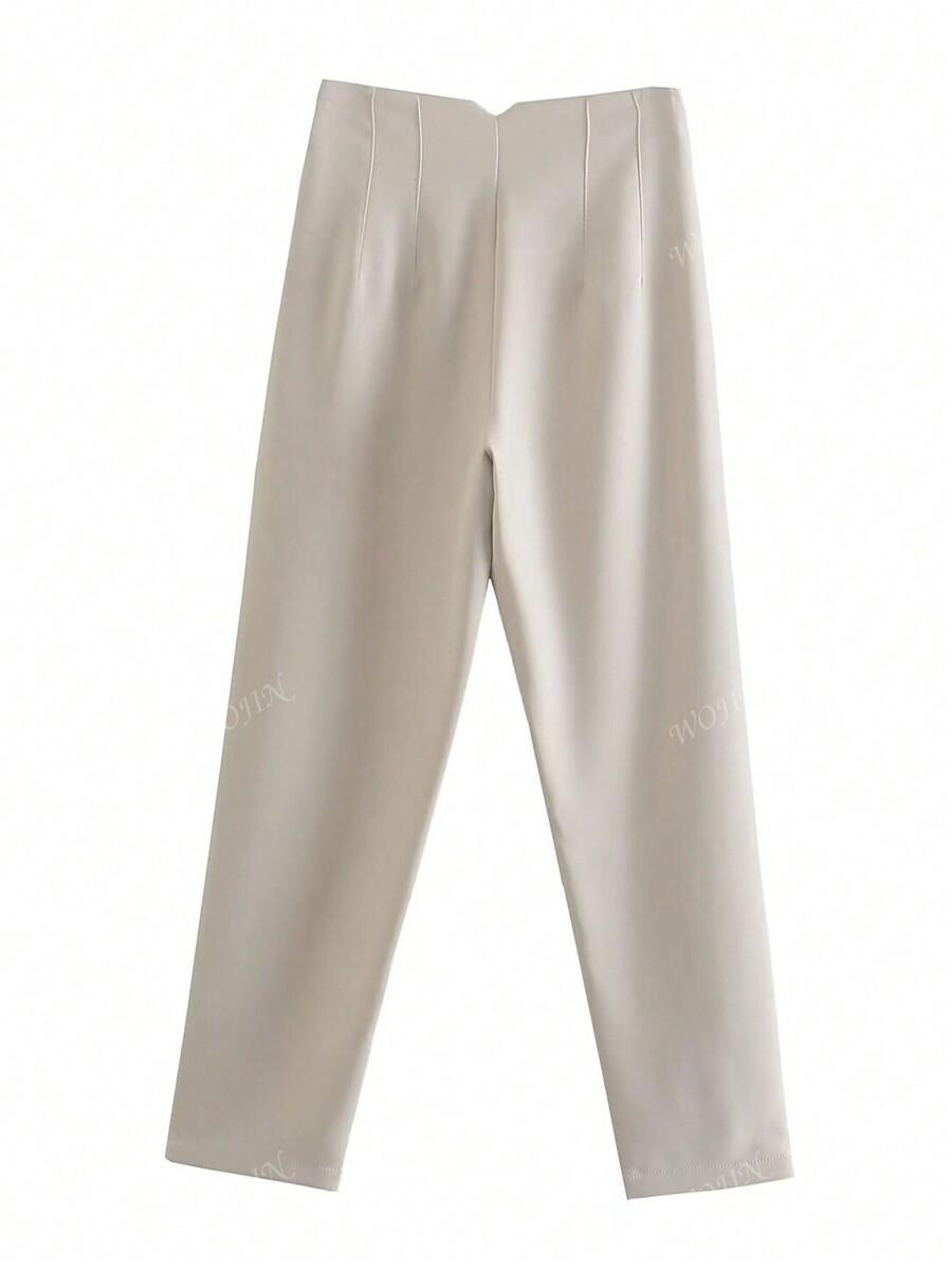 SHEIN BEŻOWE SPODNIE WYSOKI STAN S06__XS