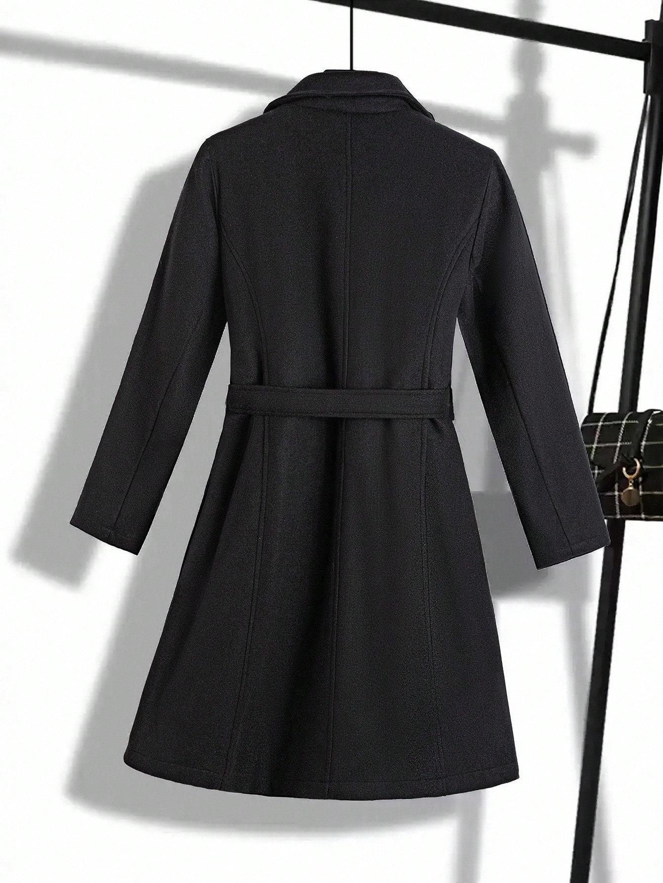 SHEIN CZARNY KLASYCZNY PŁASZCZ W01__46