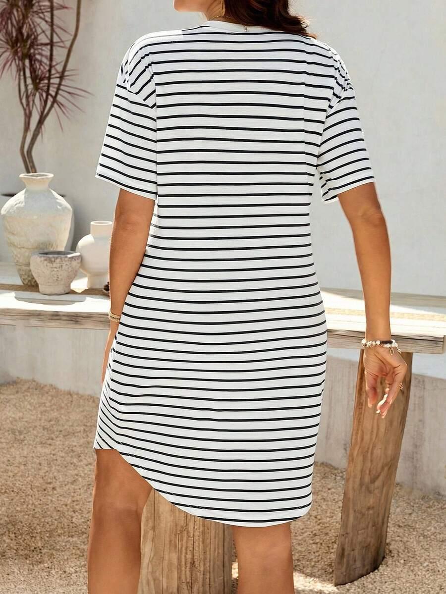 SHEIN CIĄŻOWA SUKIENKA WZÓR PASKI S09__M