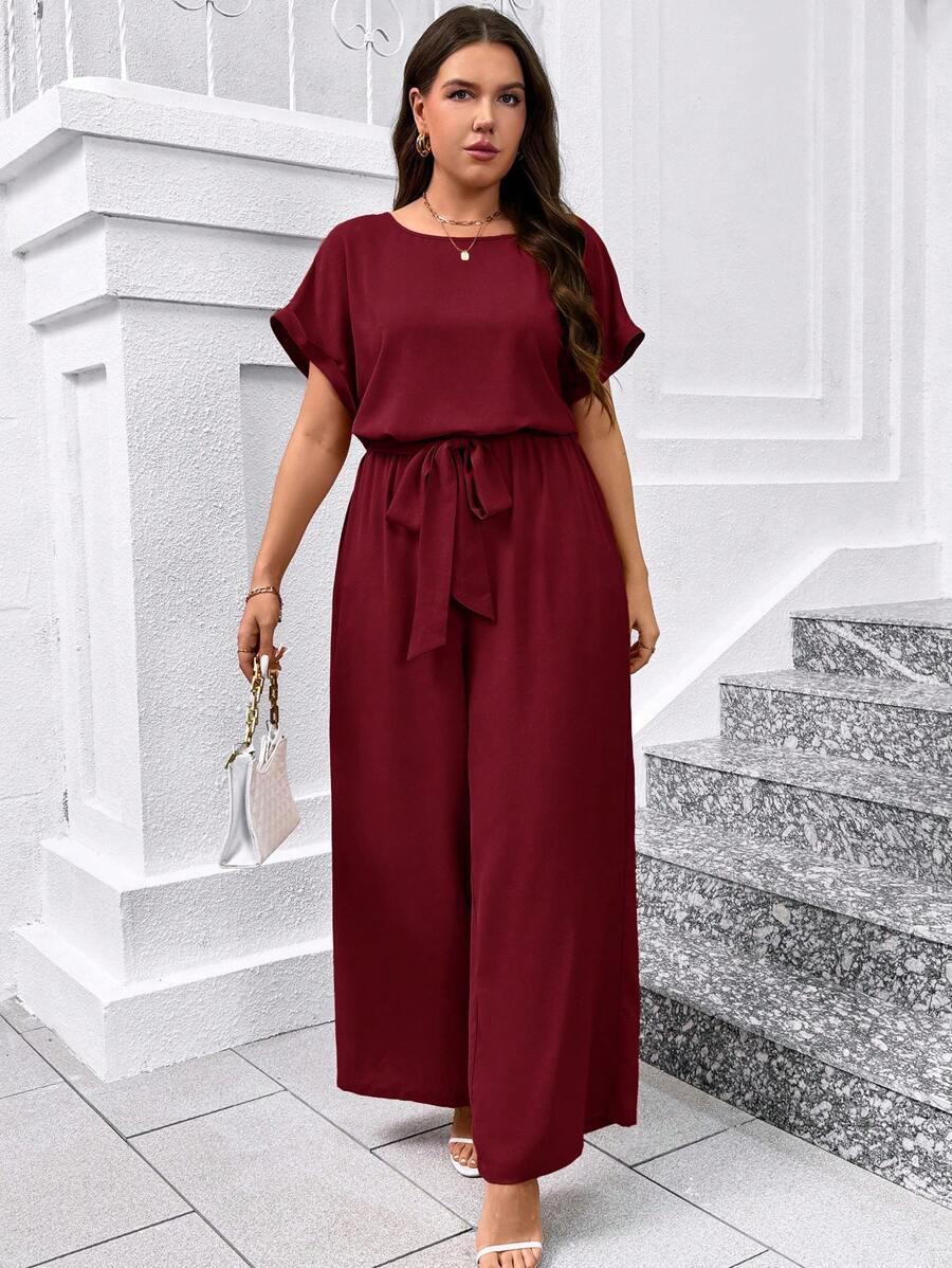 SHEIN CZERWONY KOMBINEZON WIĄZANIE S06__48