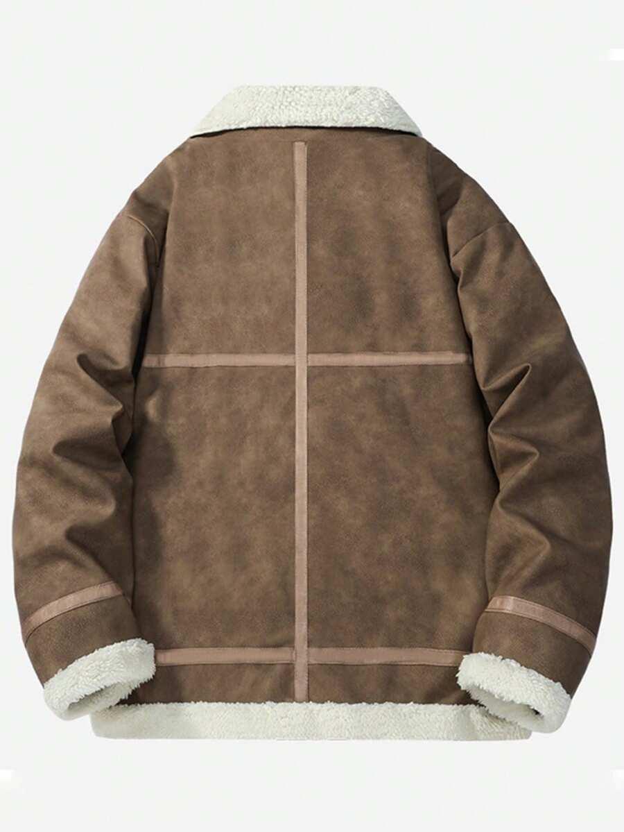 SHEIN BRĄZOWA KURTKA IMITACJA SKÓRY W01__M
