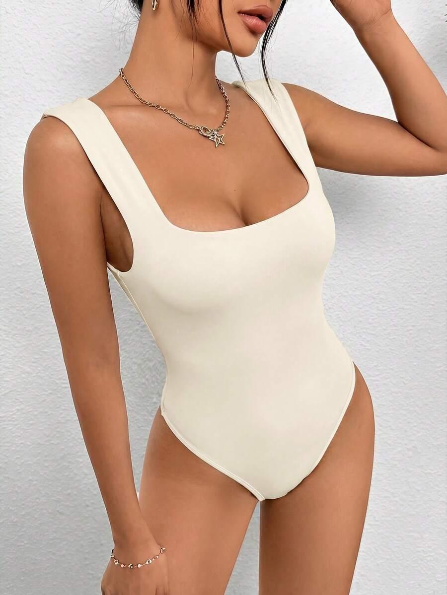 SHEIN BEŻOWE BODY NA RAMIĄCZKACH S06__S