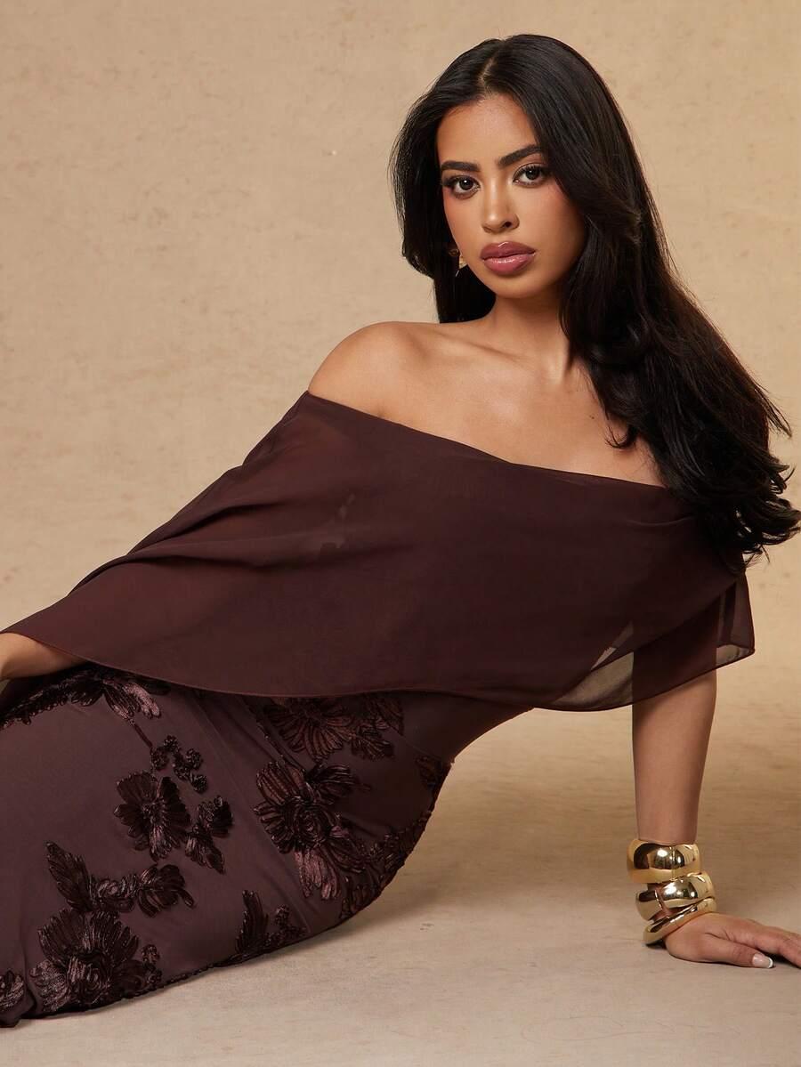 SHEIN BRĄZOWA MAXI SUKIENKA S06__S