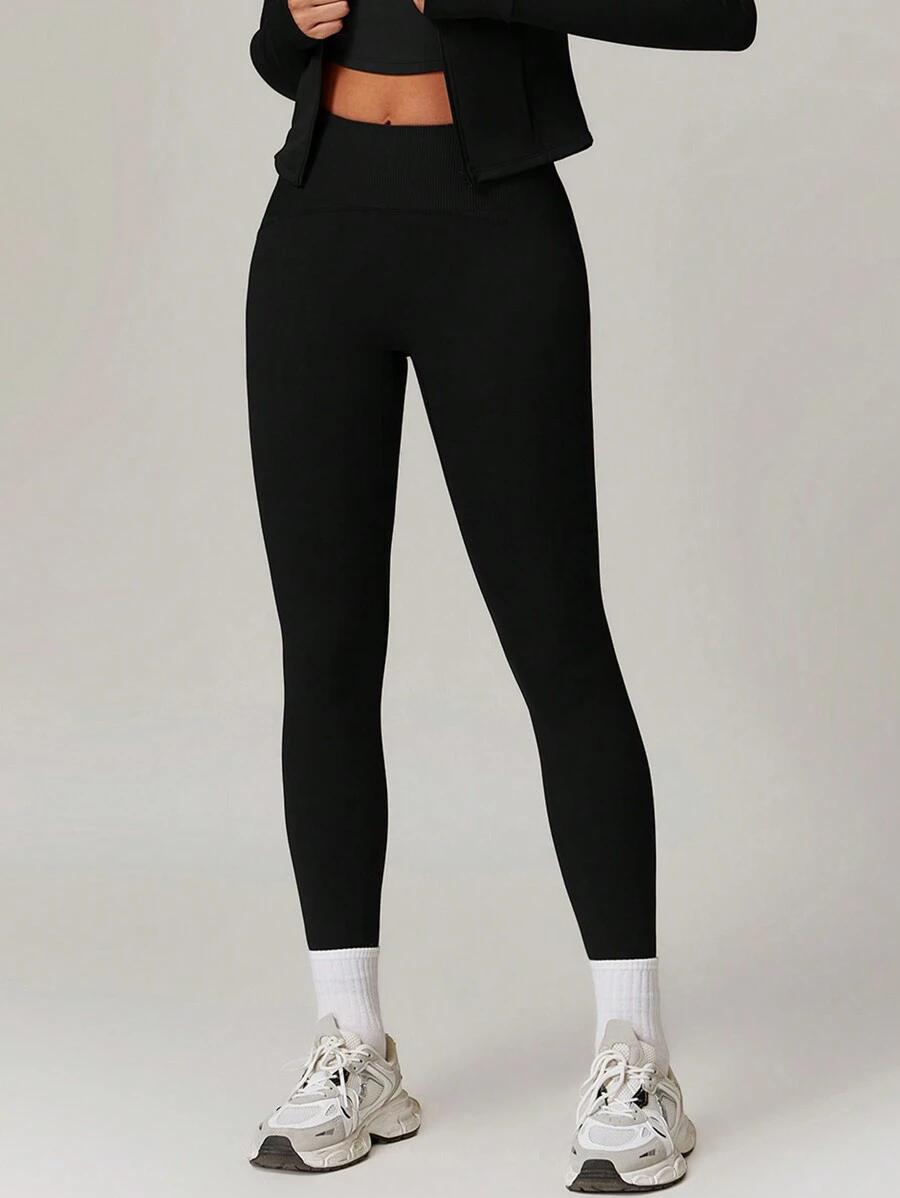 SHEIN SPORTOWE CZARNE LEGGINSY WYSOKI STAN