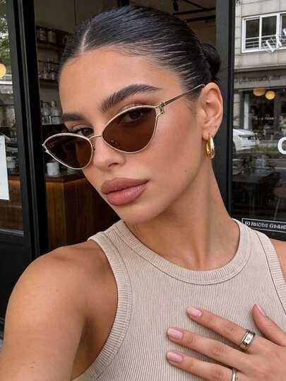 SHEIN ZŁOTE OKULARY PRZECIWSŁONECZNE S07