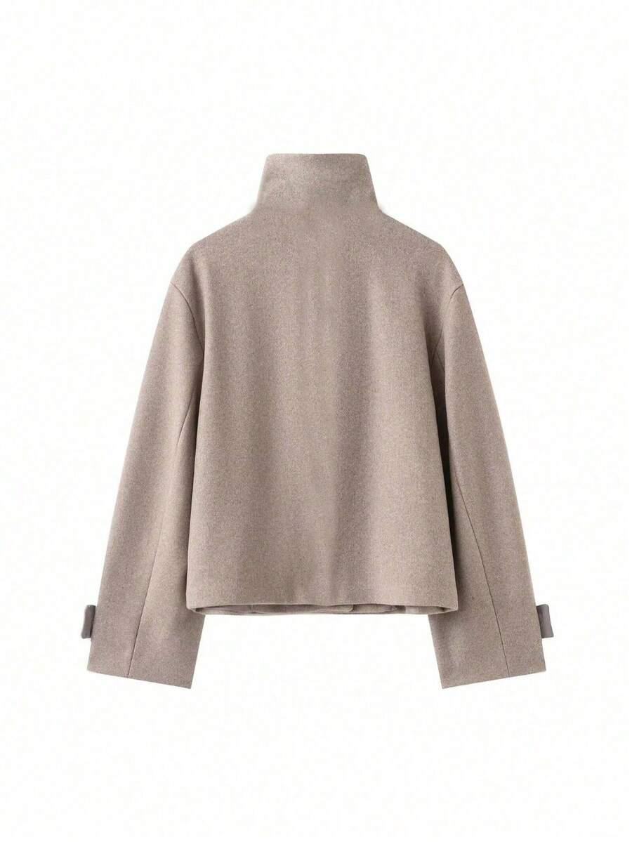 SHEIN BEŻOWY PŁASZCZ GUZIKI W01__M