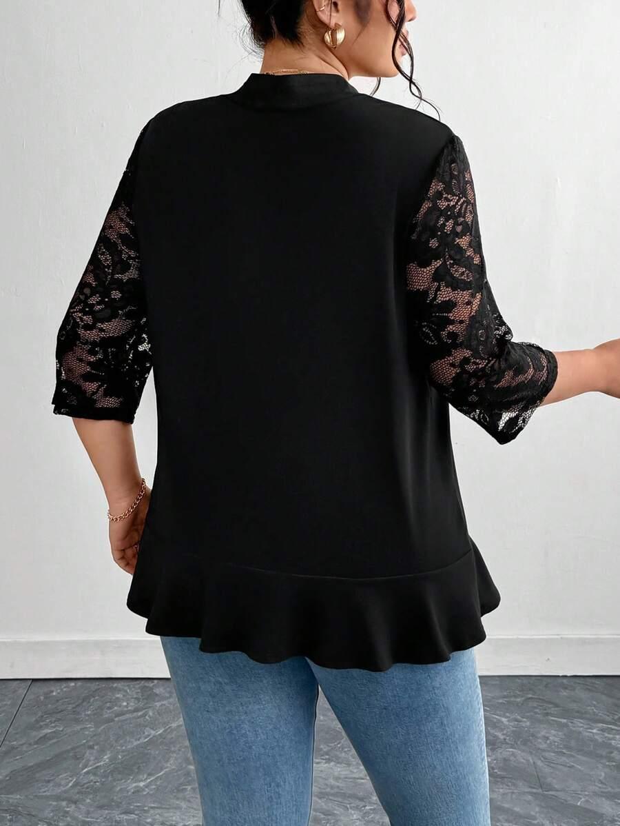SHEIN CZARNA NARZUTKA KORONKA S06__46