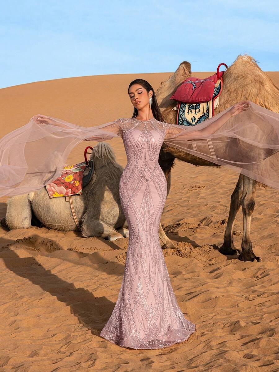 SHEIN RÓŻOWA MAXI SUKIENKA S06__M