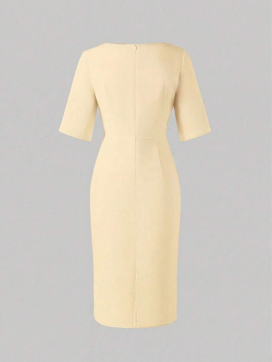 SHEIN ŻÓŁTA MIDI SUKIENKA S06__L