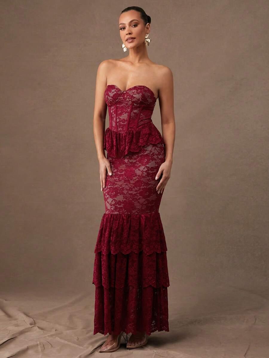 SILQUEE CZERWONA MAXI SUKIENKA S06__L