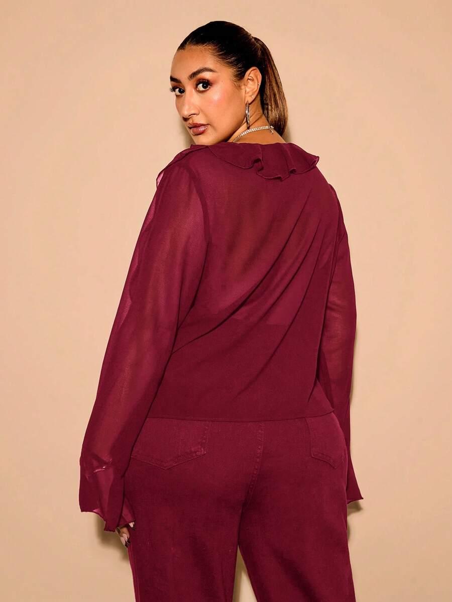SHEIN BORDOWA WIĄZANA BLUZKA S06__50