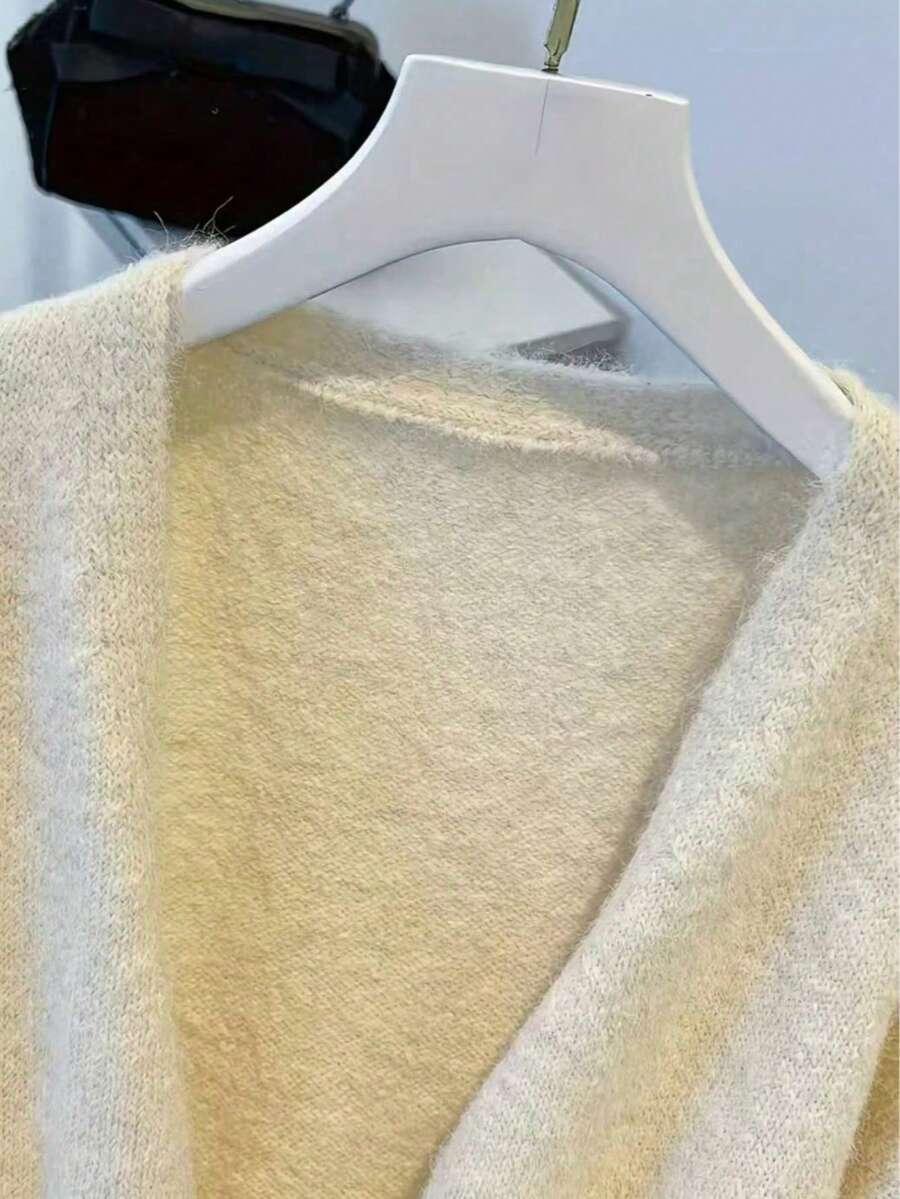 SHEIN KREMOWY KARDIGAN WIĄZANIE S06__M