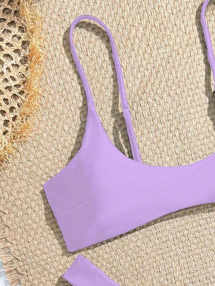 SHEIN FIOLETOWY DWUCZĘŚCIOWY STRÓJ KĄPIELOWY S06__S
