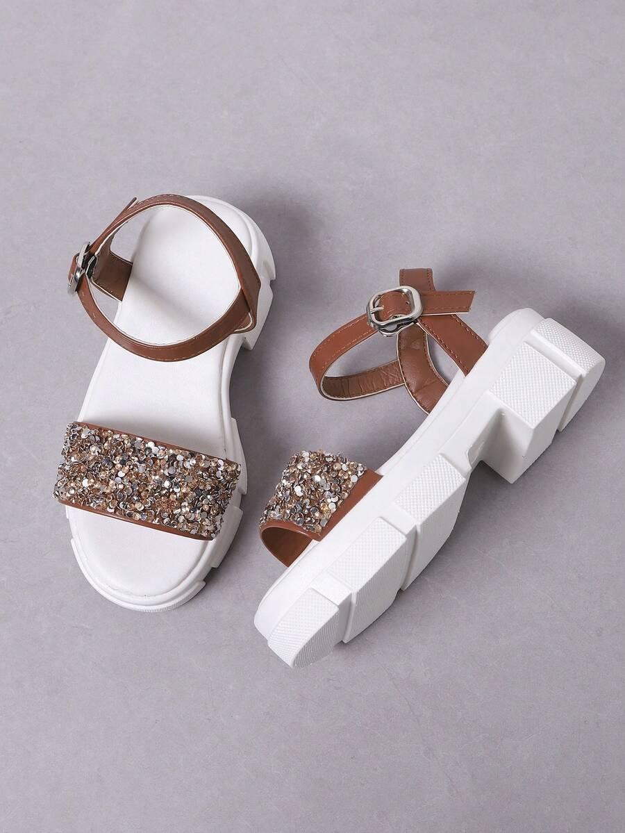 SHEIN BRĄZOWE SANDAŁY ZDOBIENIE S06__30