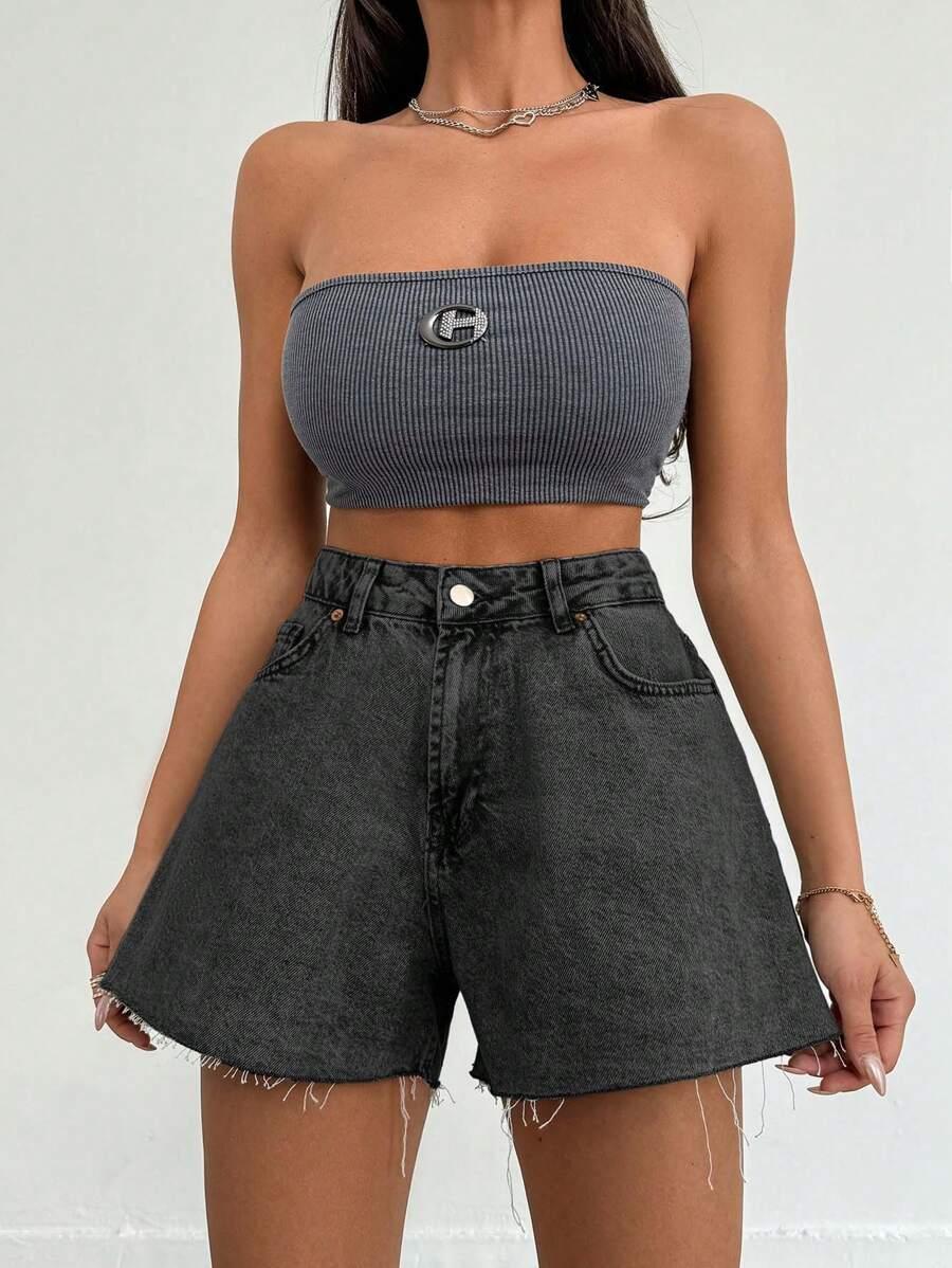 SHEIN JEANSOWE SPODENKI WYSOKI STAN S06__L