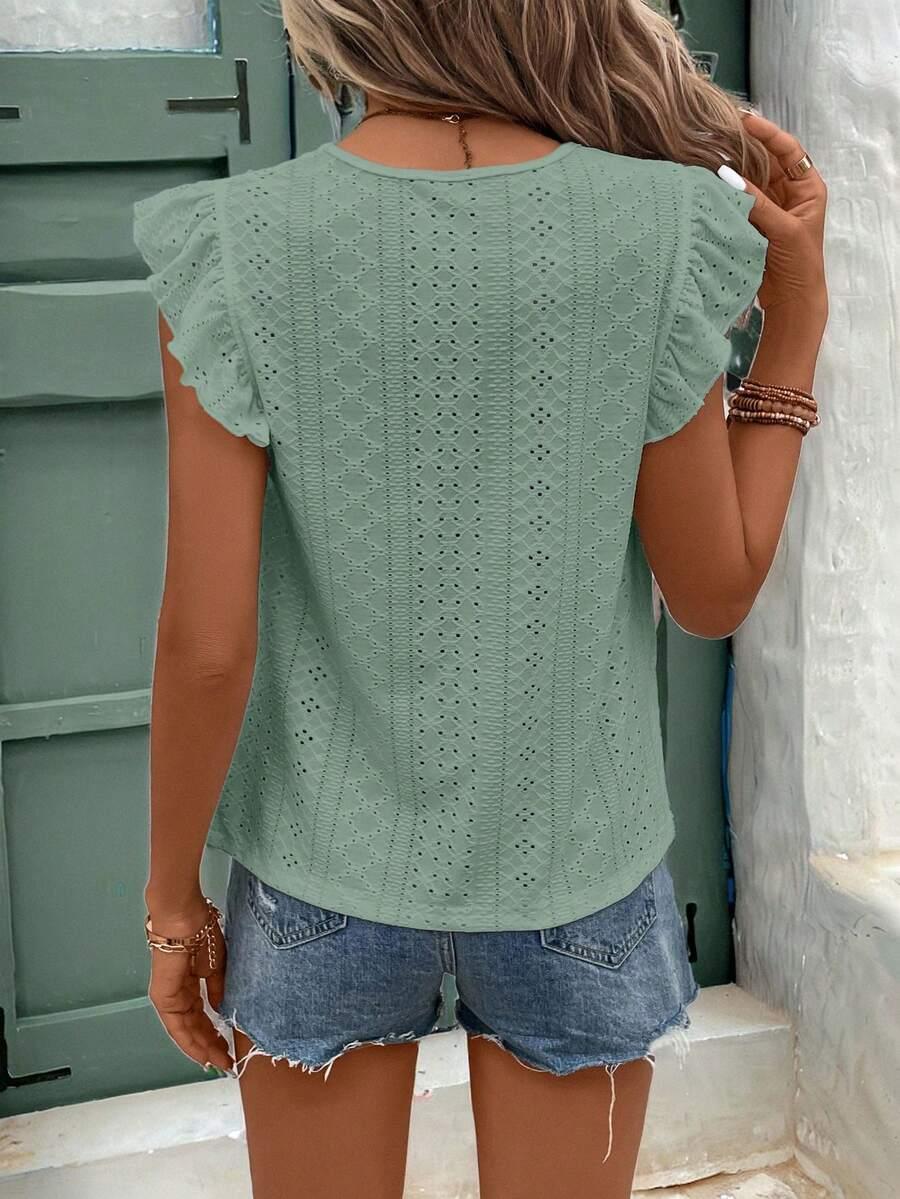 SHEIN ZIELONA BLUZKA KRÓTKI RĘKAW S06__M