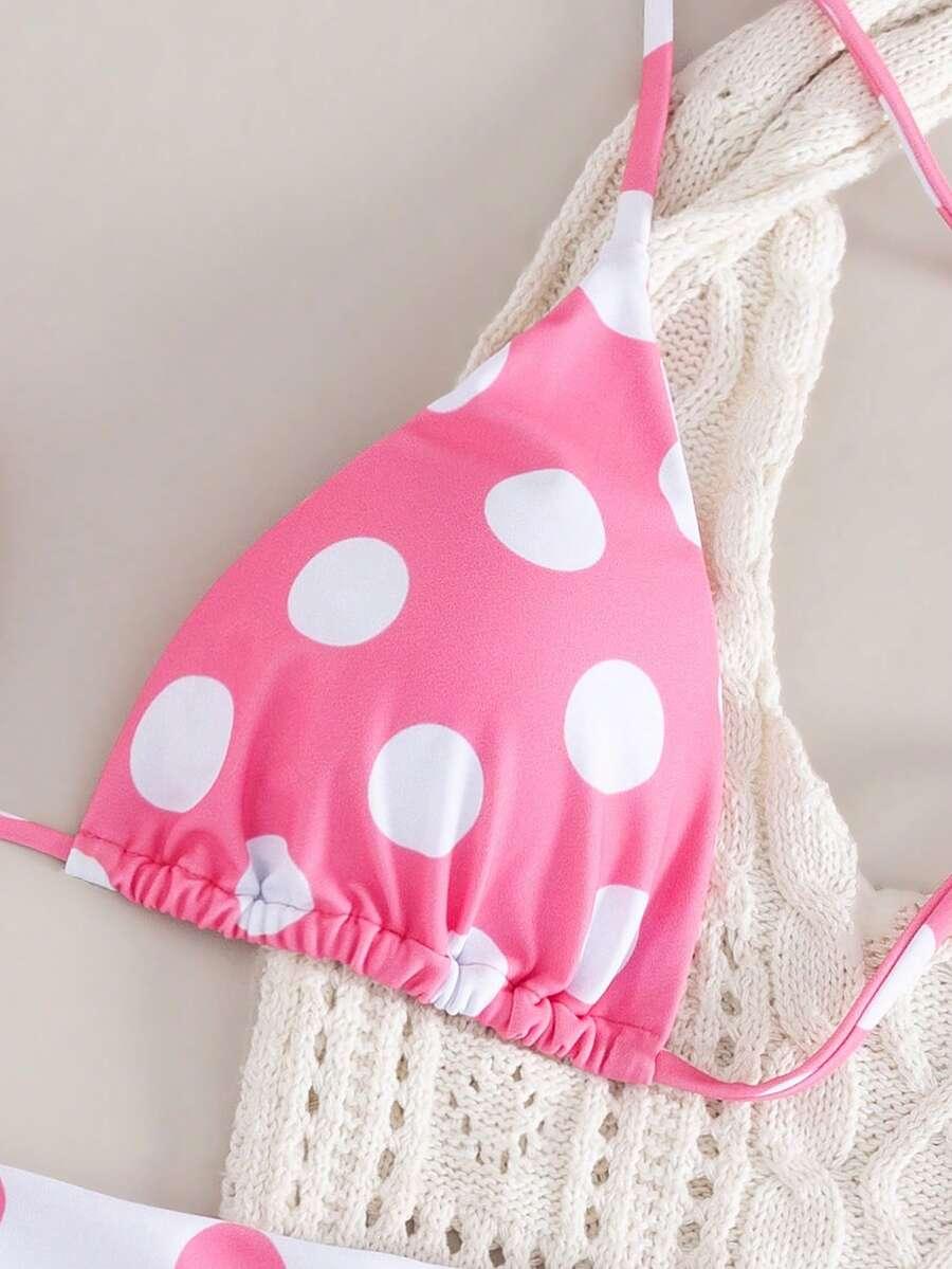 SHEIN DWUCZĘŚCIOWY STRÓJ KĄPIELOWY WZÓR GROCHY S06__L