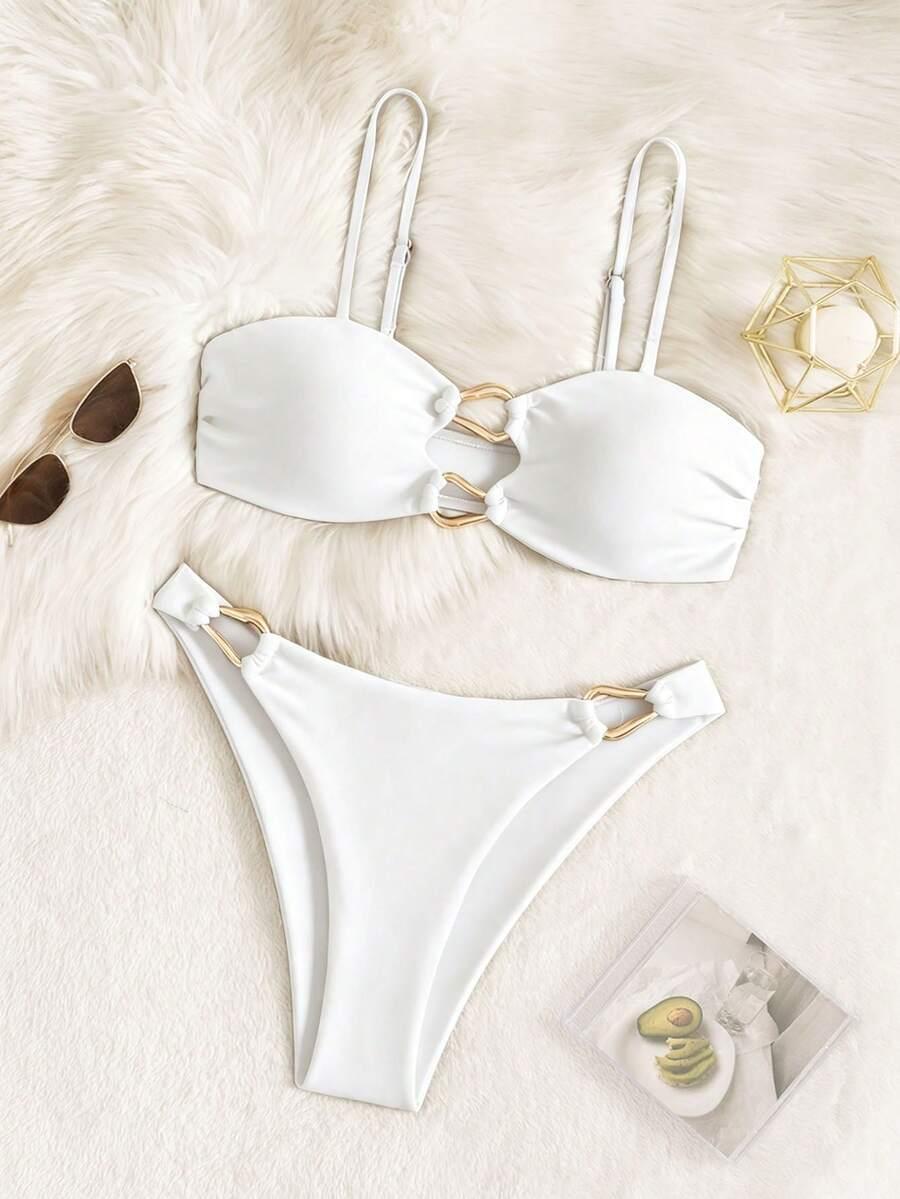 SHEIN BIAŁY DWUCZĘŚCIOWY STRÓJ KĄPIELOWY S09__M