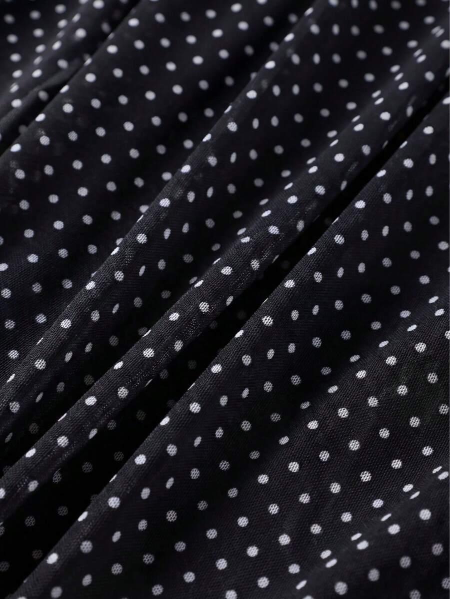 SHEIN CZARNA MAXI SUKIENKA WZÓR GROSZKI S06__M