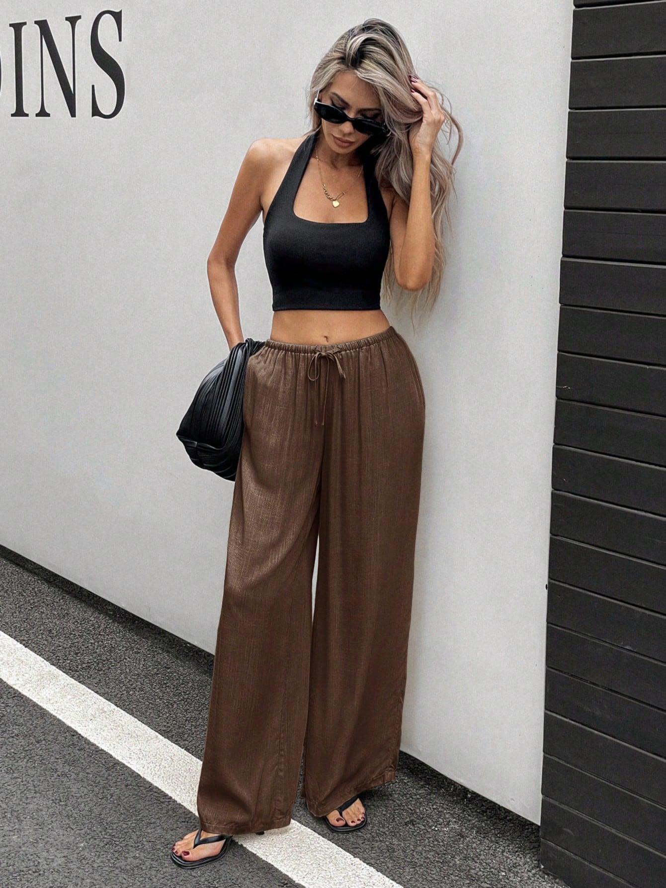 SHEIN BRĄZOWE SPODNIE CASUAL S09__M