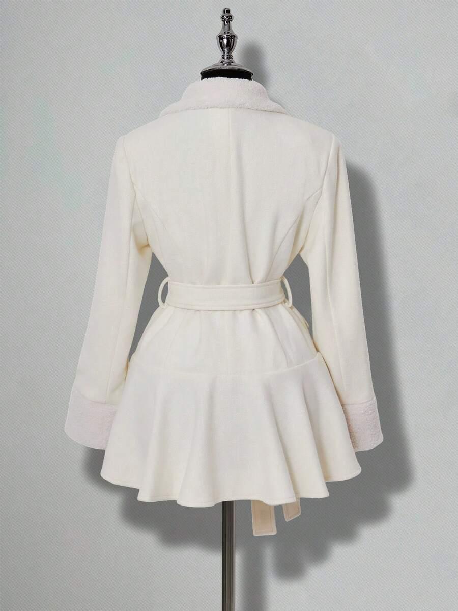SHEIN KREMOWY NPŁASZC GUZIKI W01__S