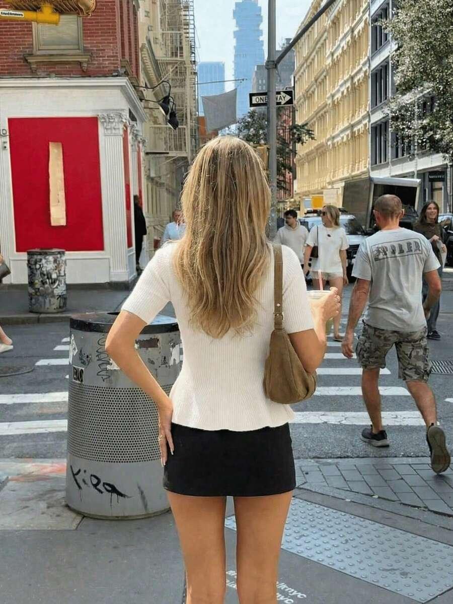 SHEIN BIAŁY SWETER KRÓTKI RĘKAW S06__S