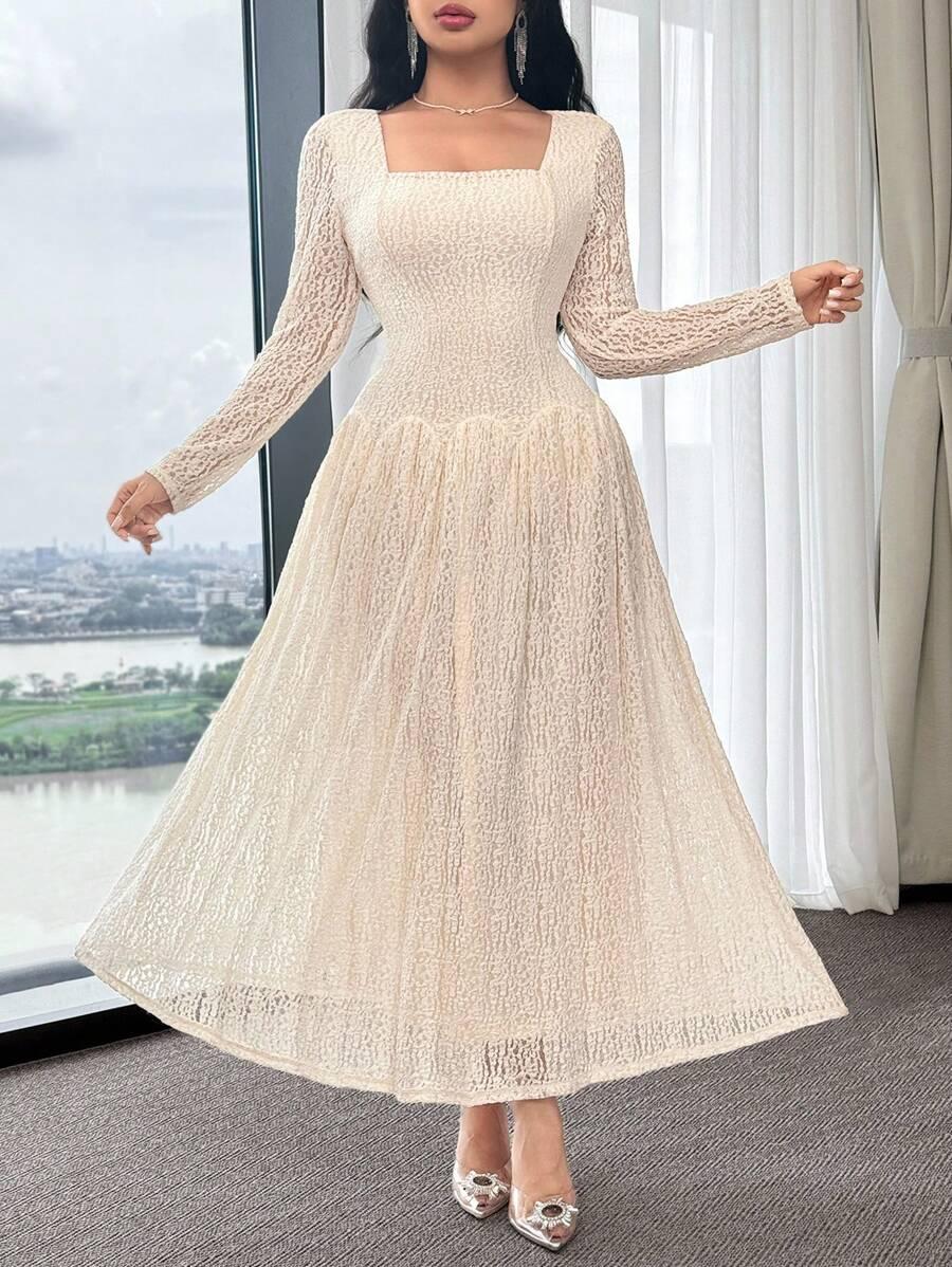 SHEIN KREMOWA MAXI SUKIENKA