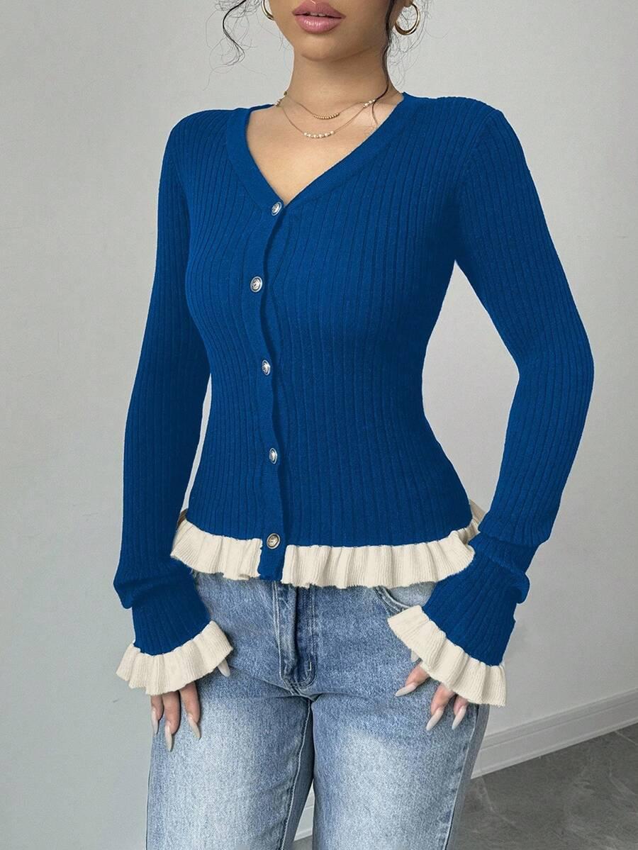 SELIANNE SWETER KARDIGAN KONTRAST PK01__L